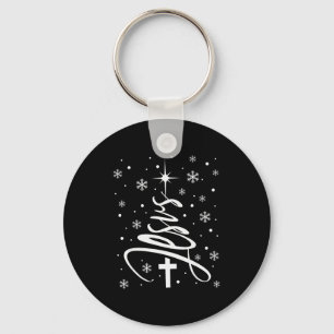 Jesus Christian Xmas Tree Snowflake Holiday Merry  Key Ring