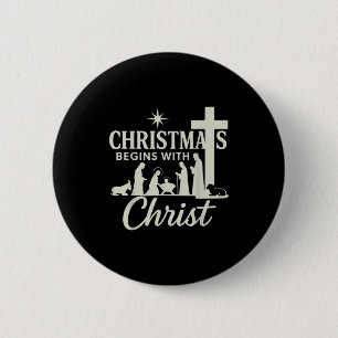 Jesus Christmas Begins With Christ Pjs Pajamas Tod 6 Cm Round Badge