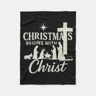 Jesus Christmas Begins With Christ Pjs Pajamas Tod Fleece Blanket