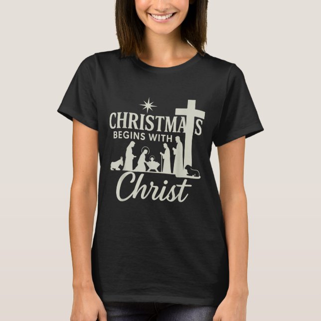 Jesus Christmas Begins With Christ Pjs Pajamas Tod T-Shirt (Front)