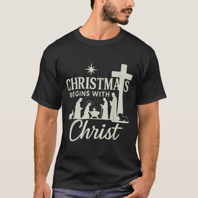 Jesus Christmas Begins With Christ Pjs Pajamas Tod T-Shirt (Front)