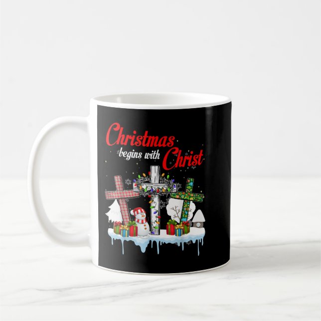Jesus Christmas Begins With Christ Snowman Christi Coffee Mug (Left)