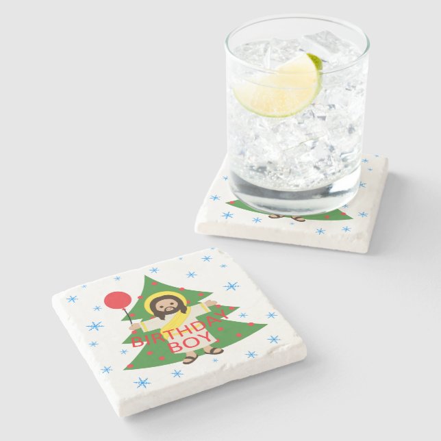 Jesus - Christmas Stone Coaster (Side)
