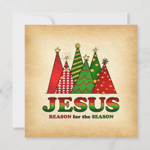 Jesus Christmas Trees Holiday Card