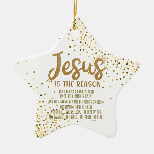 Jesus Christmas with Isaiah Scripture Ceramic Tree Decoration (Front)