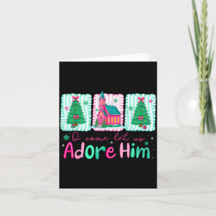 Jesus Christmas Xmas Tree Preppy Oh Come Let Us Ad Card