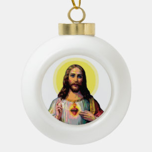 Jesus Christus in Pop Art Style Ceramic Ball Christmas Ornament
