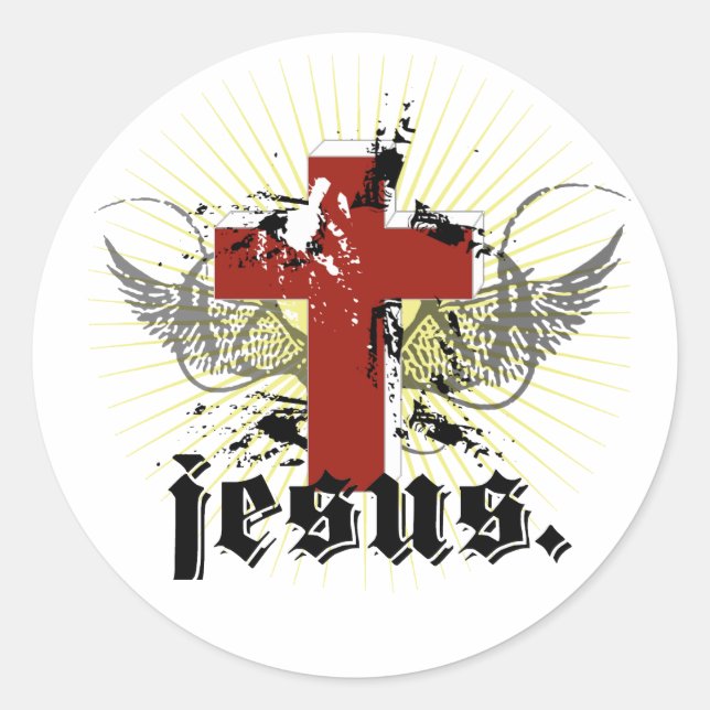 jesus classic round sticker (Front)