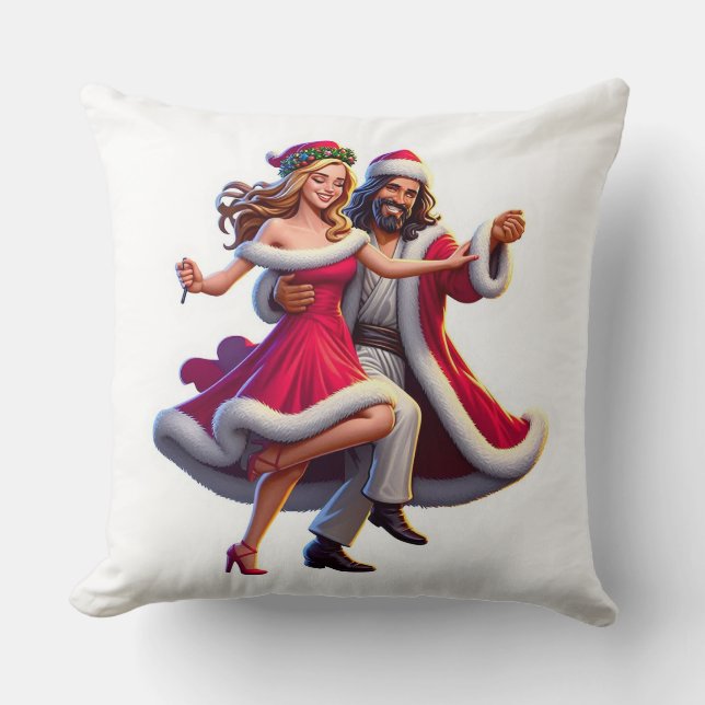 Jesus Claus Throw Pillow! He's ready to celebrate Cushion (Front)