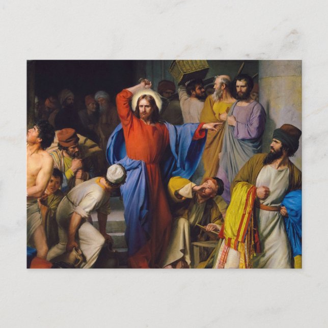 Jesus Cleansing the Temple by Carl Bloch Postcard (Front)