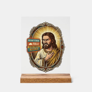 Jesus Cloud Storage Full Warning Paywall Tech Humo Acrylic Sign