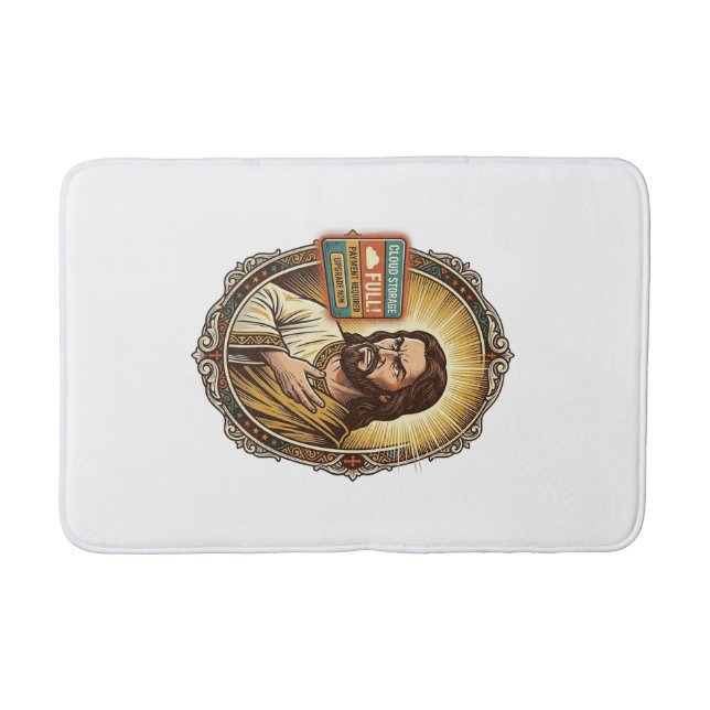 Jesus Cloud Storage Full Warning Paywall Tech Humo Bath Mat (Front)