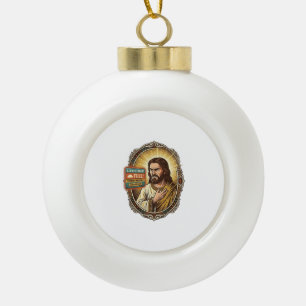 Jesus Cloud Storage Full Warning Paywall Tech Humo Ceramic Ball Christmas Ornament