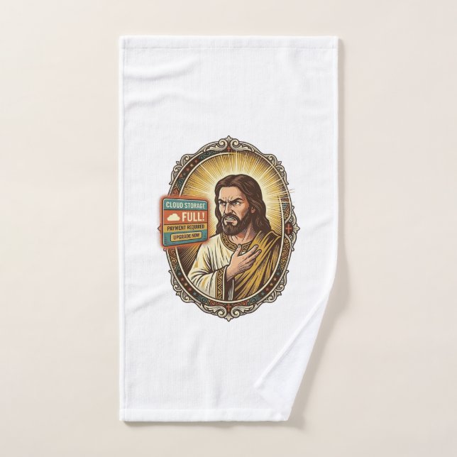 Jesus Cloud Storage Full Warning Paywall Tech Humo Hand Towel (Hand Towel)