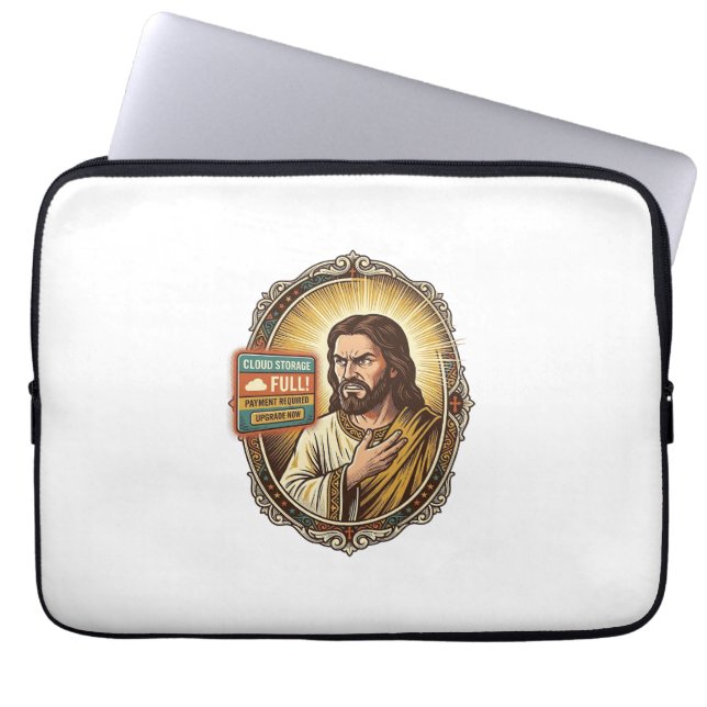 Jesus Cloud Storage Full Warning Paywall Tech Humo Laptop Sleeve (Front)