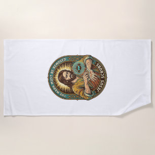 Jesus Club Hand Stamp Wont Wash Off Morning Humor_ Beach Towel