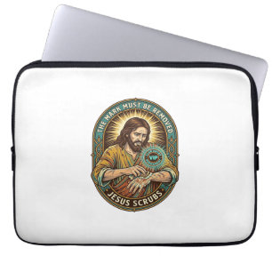 Jesus Club Hand Stamp Wont Wash Off Morning Humor_ Laptop Sleeve