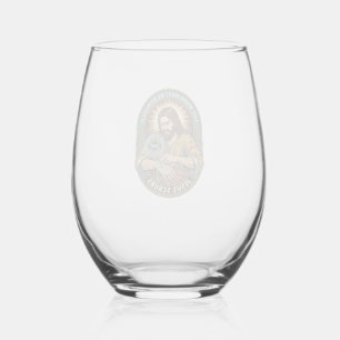 Jesus Club Hand Stamp Wont Wash Off Morning Humor_ Stemless Wine Glass