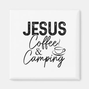 Jesus Coffee And Camping Christian Camper Nature L Magnet