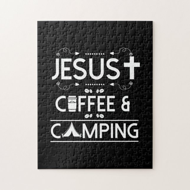 Jesus Coffee And Camping Jigsaw Puzzle (Vertical)