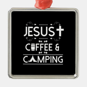 Jesus Coffee And Camping Metal Tree Decoration