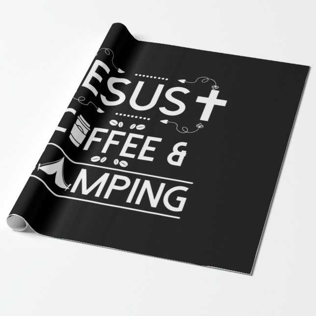 Jesus Coffee And Camping Wrapping Paper (Unrolled)