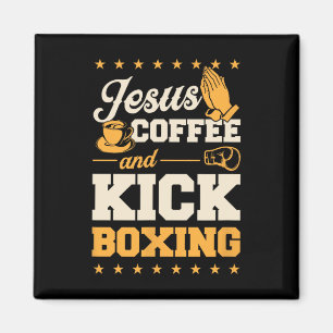 Jesus Coffee And Kickboxing Funny Cute Christian K Magnet