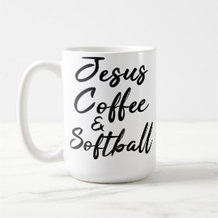 Jesus Coffee And Softball Funny Christian Sport Lo Mug