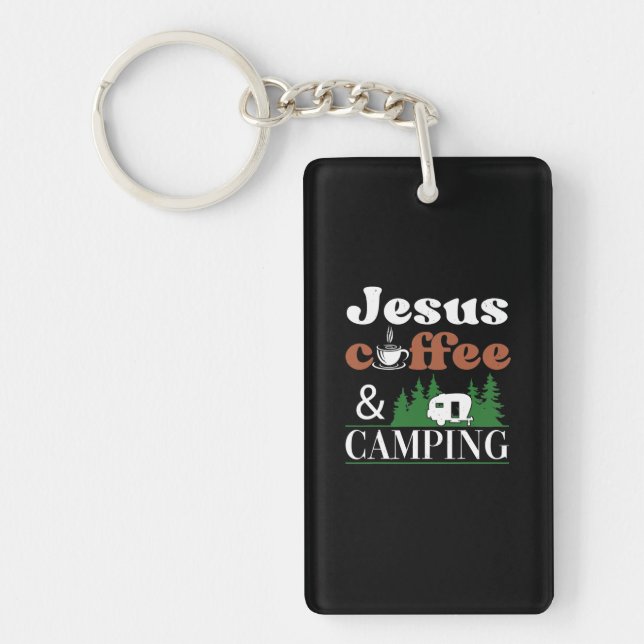 Jesus Coffee & Camping Rv Trailer Key Ring (Front)