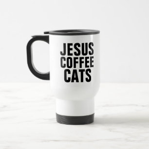 JESUS COFFEE CATS, CHRISTIAN COFFEE TRAVEL MUGS