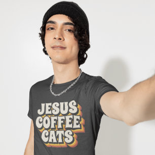 JESUS COFFEE CATS CHRISTIAN T-SHIRTS