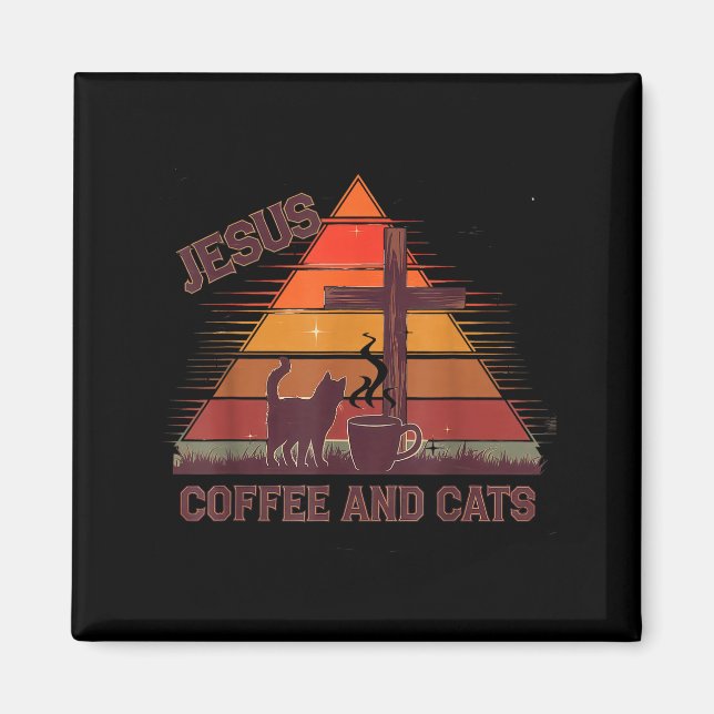 Jesus Coffee Cats Funny Cute Design Jesus Lovers C Magnet (Front)