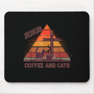 Jesus Coffee Cats Funny Cute Design Jesus Lovers C Mouse Mat