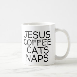 JESUS COFFEE CATS NAPS CAT COFFEE MUGS