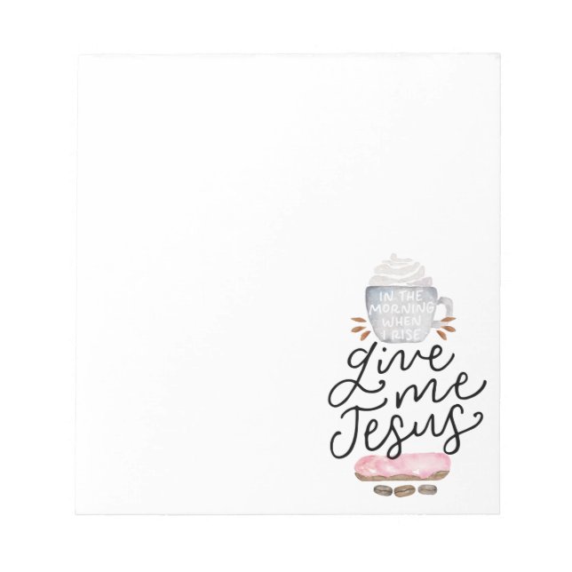 Jesus, coffee, doughnut (watercolor) notepad. notepad (Front)
