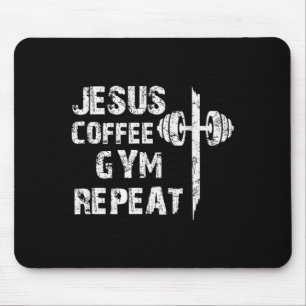 Jesus Coffee Gym Christian Workout Weightlifting F Mouse Mat