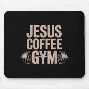 Jesus Coffee Gym Funny Christian Workout Barbell C Mouse Mat