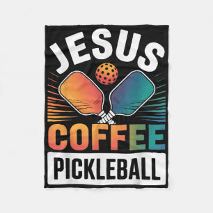 Jesus Coffee Pickleball Fleece Blanket
