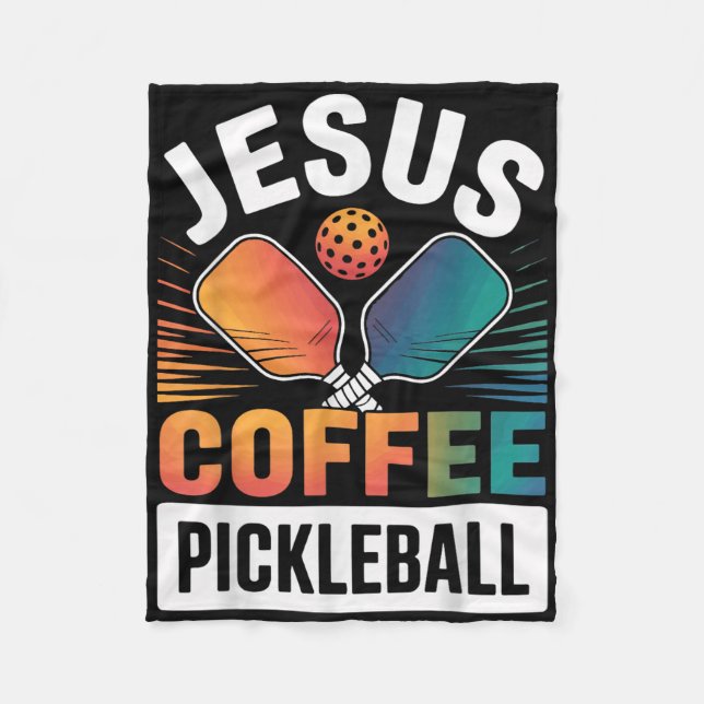 Jesus Coffee Pickleball  Fleece Blanket (Front)