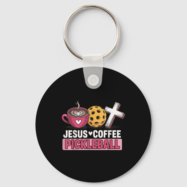 Jesus Coffee Pickleball  Key Ring (Front)