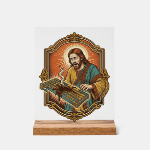 Jesus Coffee Spill Mechanical Keyboard Broken Tech Acrylic Sign