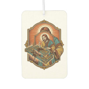 Jesus Coffee Spill Mechanical Keyboard Broken Tech Car Air Freshener