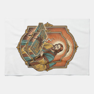 Jesus Coffee Spill Mechanical Keyboard Broken Tech Tea Towel