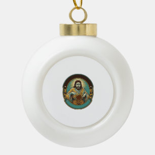 Jesus Coffee Stain Pants Before Meeting Office Wor Ceramic Ball Christmas Ornament