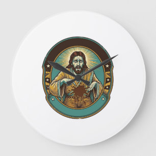Jesus Coffee Stain Pants Before Meeting Office Wor Large Clock