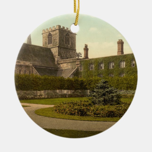 Jesus College, Cambridge, England Ceramic Tree Decoration (Front)