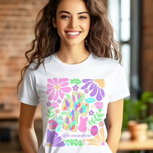 Jesus Colourful Cross Easter Womens Custom Name T-Shirt