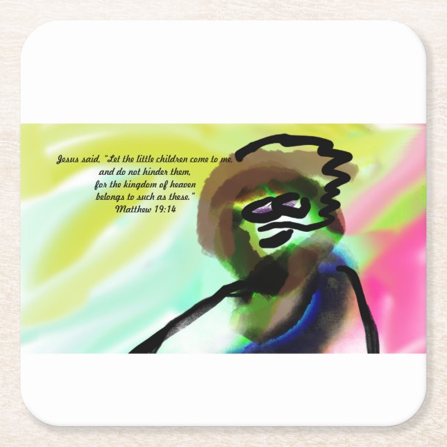 jesus come square paper coaster (Front)