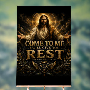 Jesus Come to Me Christian Gold Sacred Art Acrylic Sign