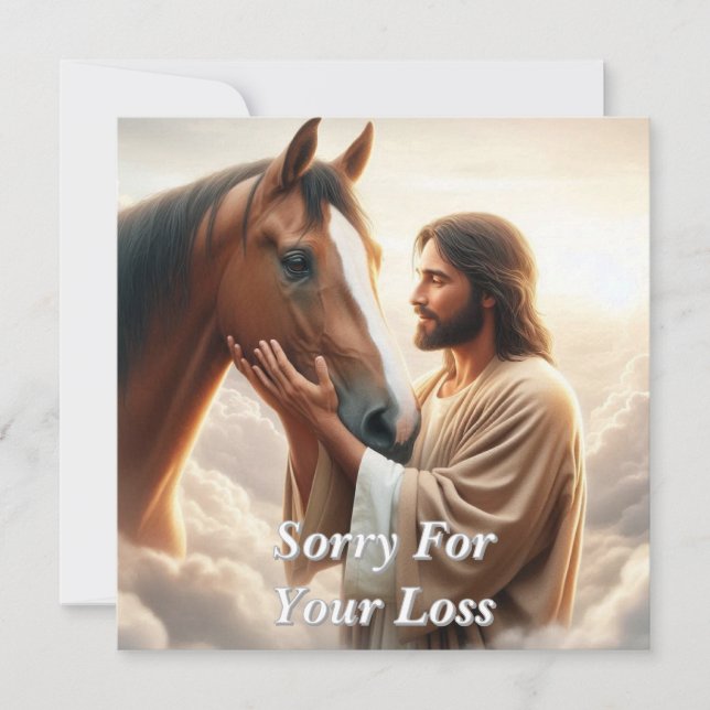 Jesus Comforting a Horse in Heaven Holiday Card (Front)